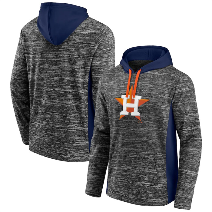 Men's Gray Navy Houston Astros Instant Replay Color Block Pullover Hoodie
